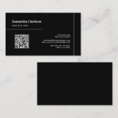 QR Code Professioneel Minimalistisch Zwart Schone Visitekaartje (Voorkant / Achterkant)