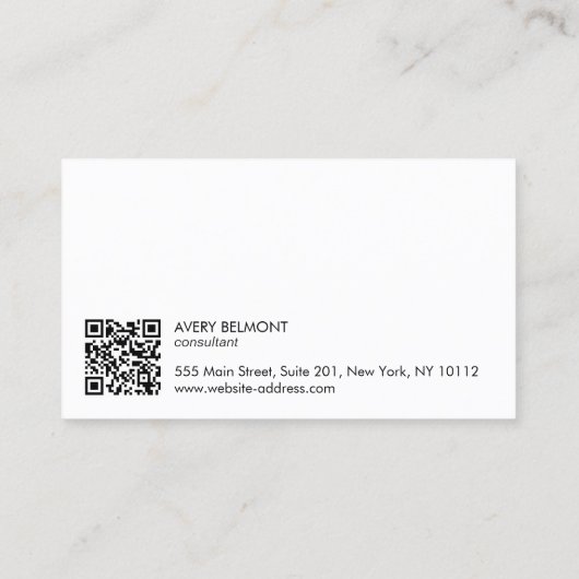 QR Code Professioneel Modern Eenvoudig Zwart Visitekaartje (Achterkant)