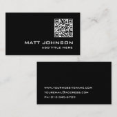 QR Code Professioneel Modern Zwart Visitekaartje (Voorkant / Achterkant)
