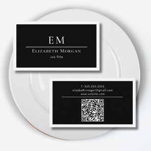 QR Code Professioneel Monogram Logo Zwart Wit Visitekaartje