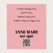 QR Code Professioneel Roze Zwart Haarstylist Moder Visitekaartje (Buitenkant ongevouwen)