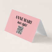 QR Code Professioneel Roze Zwart Haarstylist Moder Visitekaartje (Voorkant)
