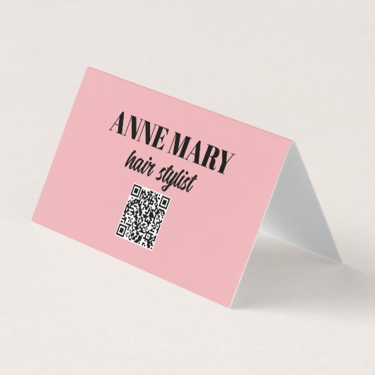 QR Code Professioneel Roze Zwart Haarstylist Moder Visitekaartje (Voorkant)