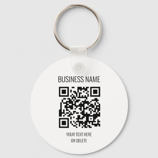 QR Code Professioneel Witte Bedrijfsnaam Cirkel Sleutelhanger (Voorkant)