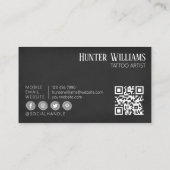 QR Code Professioneel Zwart Tattoo Artiest Visitekaartje (Achterkant)