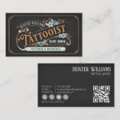 QR Code Professioneel Zwart  Tattoo Artiest Visitekaartje (Voorkant / Achterkant)