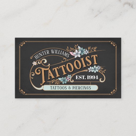 QR Code Professioneel Zwart Tattoo Artiest Visitekaartje (Voorkant)