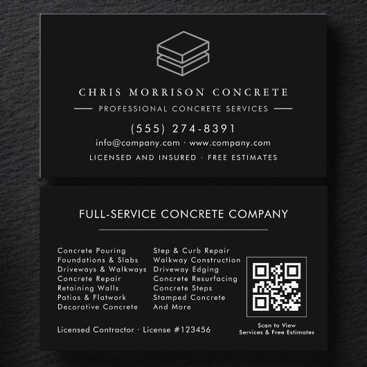 QR-code Professionele Beton Cement Aannemer Visitekaartje