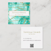 QR Code Professionele Blauwe Gouden Kleurenontwerp Vierkante Visitekaartje (Voorkant / Achterkant)