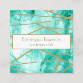 QR Code Professionele Blauwe Gouden Kleurenontwerp Vierkante Visitekaartje (Voorkant)