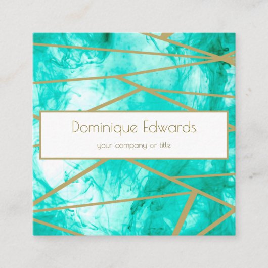 QR Code Professionele Blauwe Gouden Kleurenontwerp Vierkante Visitekaartje (Voorkant)