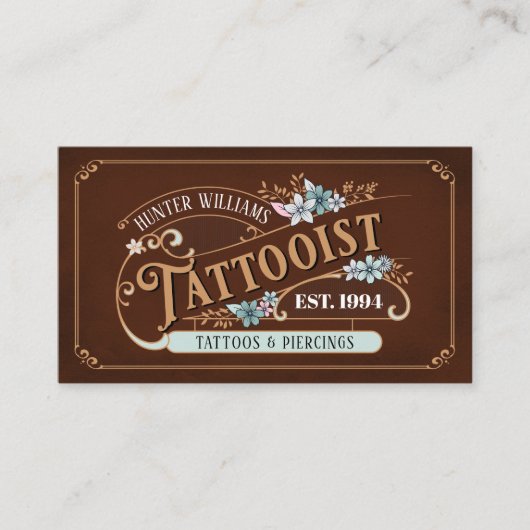 QR Code Professionele  Bruin Tattoo Artiest Visitekaartje (Voorkant)