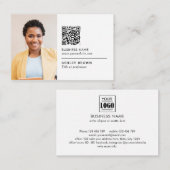QR code professionele eenvoudige logo foto Bus Visitekaartje (Voorkant / Achterkant)
