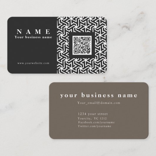 QR-code professionele elegant zwart netwerk Visitekaartje (Voorkant / Achterkant)