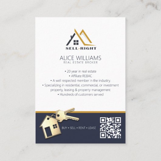 QR Code Professionele Foto Moderne Realtor Makelaa Visitekaartje (Achterkant)