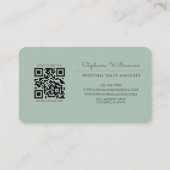 QR Code Professionele Logo Sage Groen Modern Visitekaartje (Achterkant)