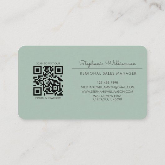 QR Code Professionele Logo Sage Groen Modern Visitekaartje (Achterkant)