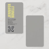 QR code professionele minimalist vet grijs geel Visitekaartje (Voorkant / Achterkant)