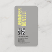 QR code professionele minimalist vet grijs geel Visitekaartje (Voorkant)