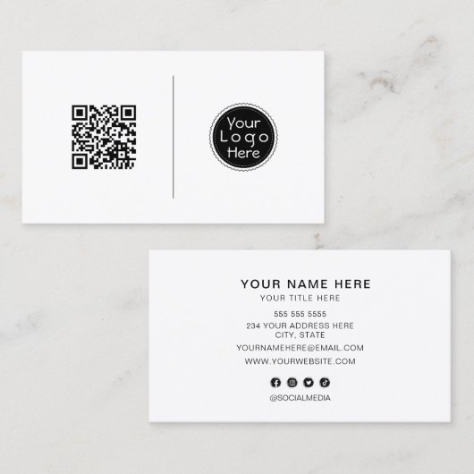 QR-code, professionele, minimalistische sociale me Visitekaartje (Voorkant / Achterkant)