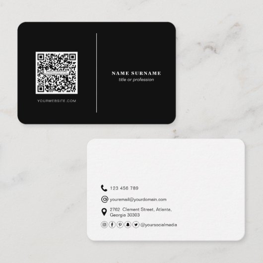 QR code professionele minimalistische sociale medi Visitekaartje (Voorkant / Achterkant)