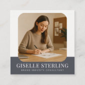 QR Code Professionele Moderne Naam Bedrijfsfoto Vierkante Visitekaartje (Voorkant)
