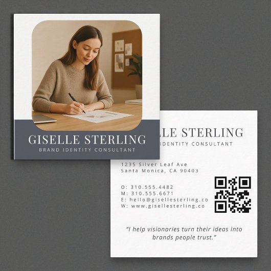 QR Code Professionele Moderne Naam Bedrijfsfoto Vierkante Visitekaartje
