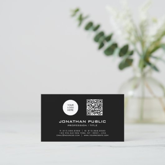 QR Code Professionele Moderne Sjabloon Streepjesco Visitekaartje (Staand voorkant)