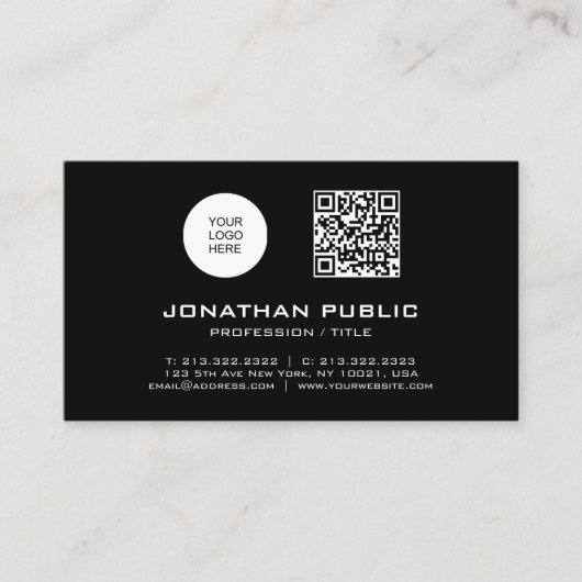 QR Code Professionele Moderne Sjabloon Streepjesco Visitekaartje (Voorkant)
