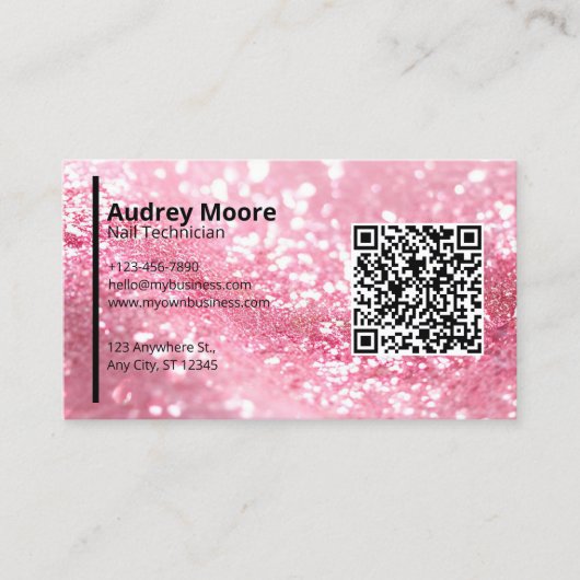 QR Code Professionele Nail Technician Sjablonen Visitekaartje (Voorkant)