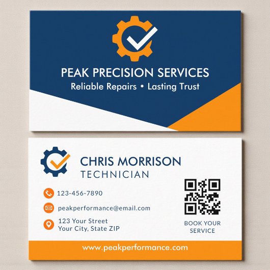 QR-code professionele service reparatie monteur Visitekaartje