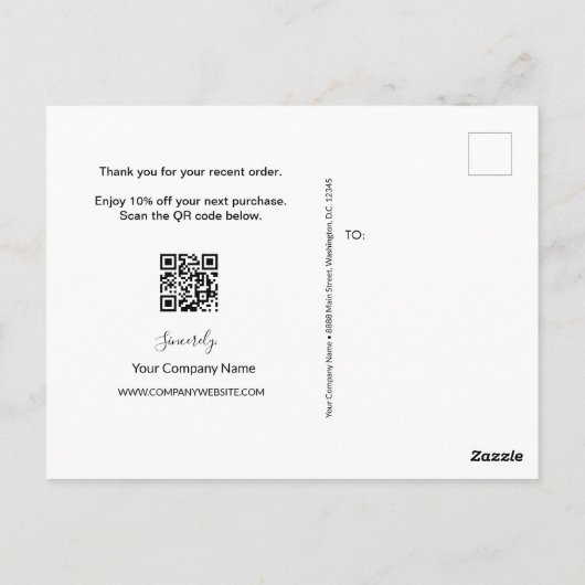 QR code promo dank u voor uw bestelling business Briefkaart (Achterkant)