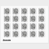QR Code Promotie Naam Contact Webadres Grijs Vierkante Sticker (Vel)