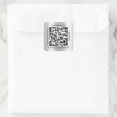 QR Code Promotie Naam Contact Webadres Grijs Vierkante Sticker (Tas)
