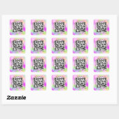 QR Code Promotie Naam Web Holograaf Roze Vierkante Sticker (Vel)