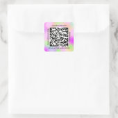 QR Code Promotie Naam Web Holograaf Roze Vierkante Sticker (Tas)