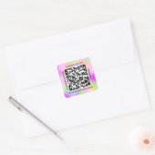 QR Code Promotie Naam Web Holograaf Roze Vierkante Sticker (Envelop)