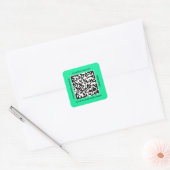 QR Code Promotie Naam Web Mint Groen Vierkante Sticker (Envelop)