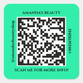 QR Code Promotie Naam Web Mint Groen Vierkante Sticker