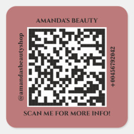 QR Code Promotie Naam Web Rood Vierkante Sticker
