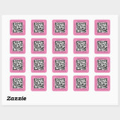QR Code Promotie Naam Web Roze Square Sticker (Vel)