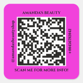 QR Code Promotie Naam Web Roze Square Sticker