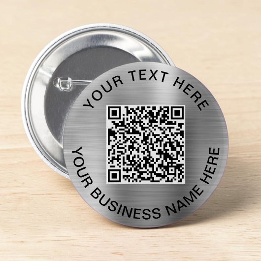 QR-code Promotie Zilver Ronde Button 5,7 Cm