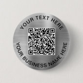 QR-code Promotie Zilver Ronde Button 5,7 Cm (Voorkant)