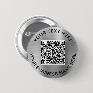 QR-code Promotie Zilver Ronde Button 5,7 Cm