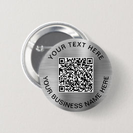 QR-code Promotie Zilver Ronde Button 5,7 Cm