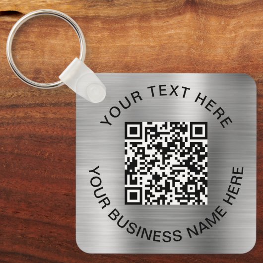 QR-code Promotie Zilver Sleutelhanger (Voorkant)