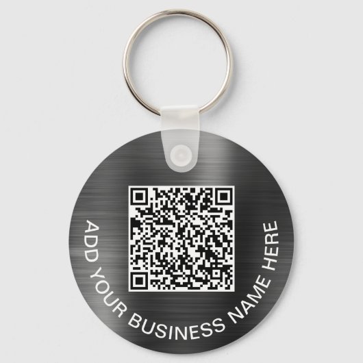 QR-code Promotie Zilvergrijs Logo Sleutelhanger (Voorkant)