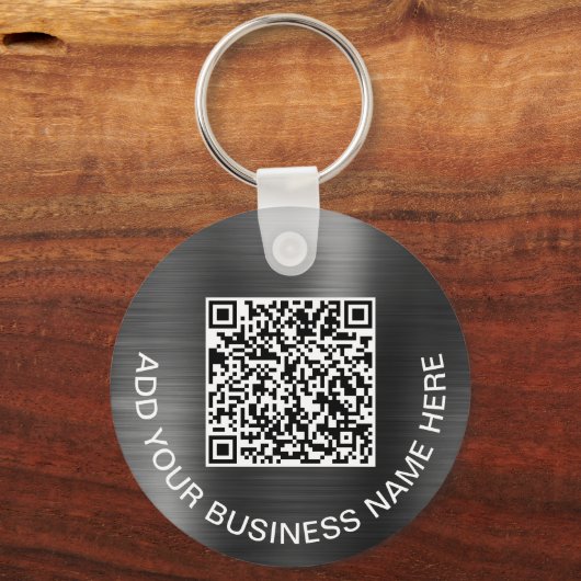 QR-code Promotie Zilvergrijs Logo Sleutelhanger (Voorkant)