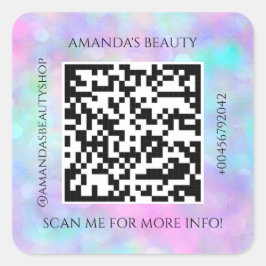 QR Code promotienaam Contact Holographic Vierkante Sticker